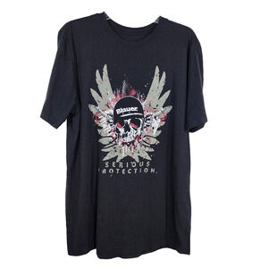 Blauer T Shirt Mens Size Large Black Graphic Print Skull Serious Protection